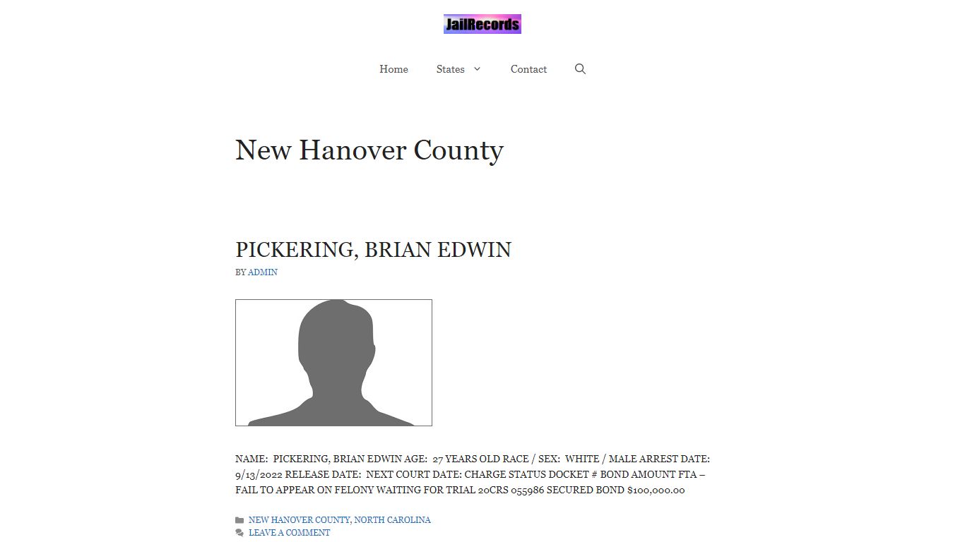 New Hanover County Arrest Records